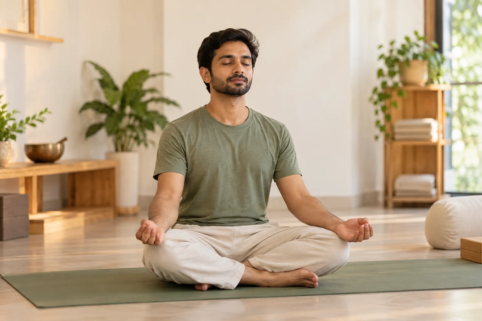 Student in a calm seated stretch