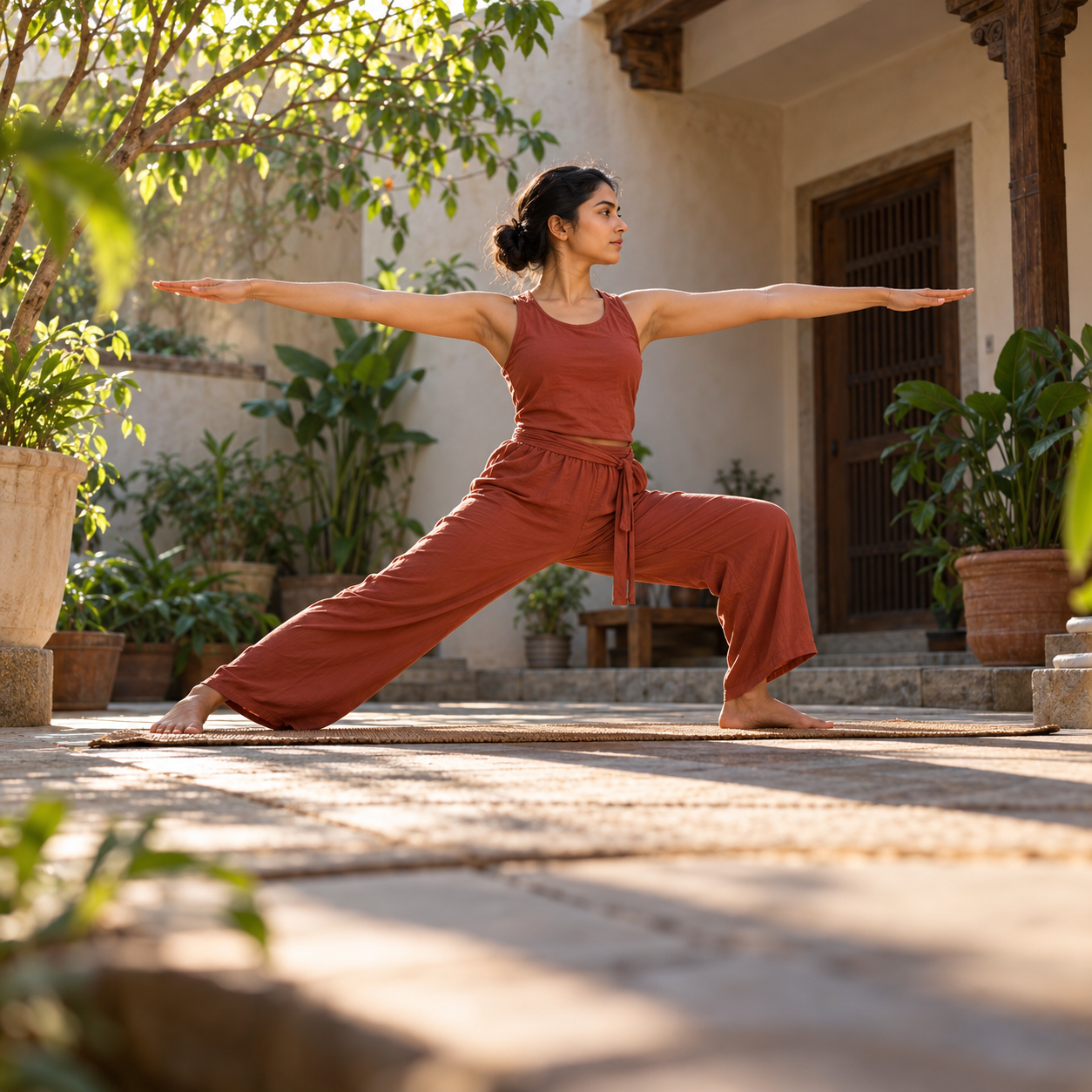 Students arriving for class with their yoga mats