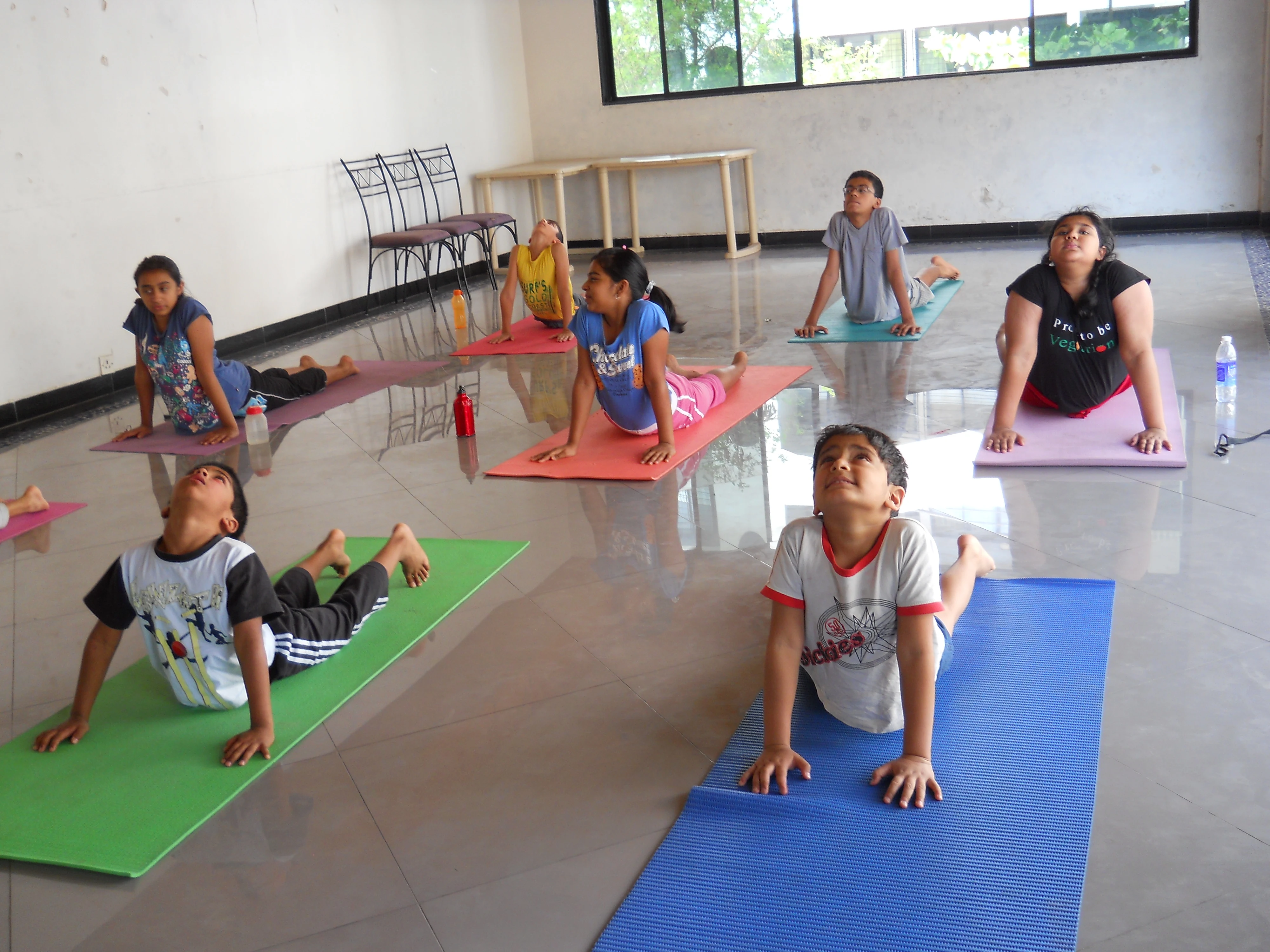 Tree pose practised among forest trees