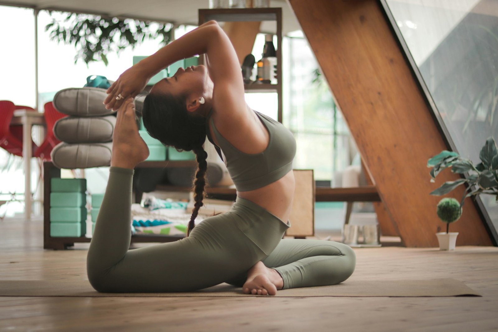Yoga posture during a class at Anahat Yoga Baner