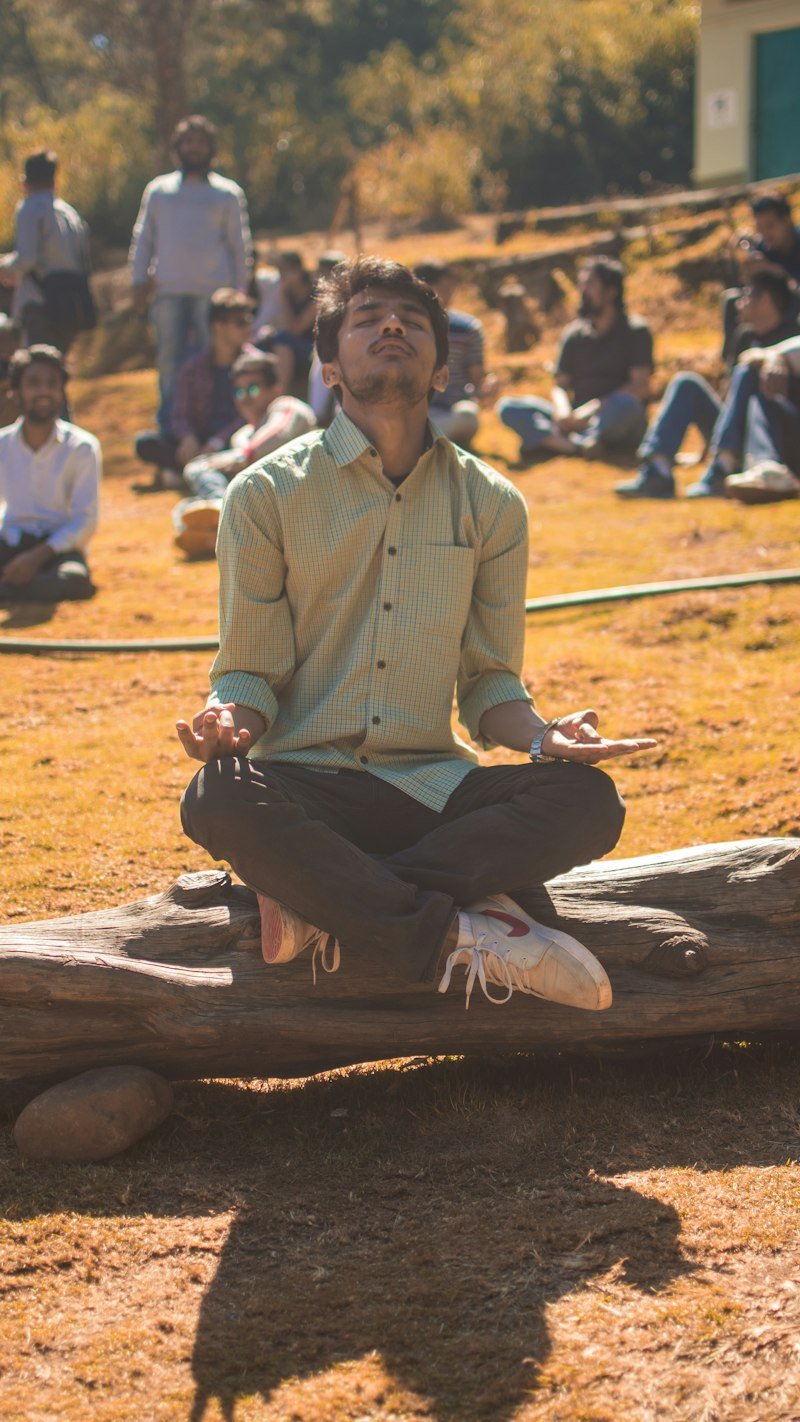 Seated meditation during a yoga class at Anahat Yoga Baner