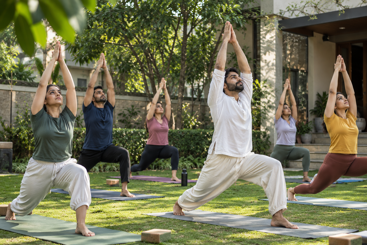 Morning yoga class at Anahat Yoga studio in Baner, Pune