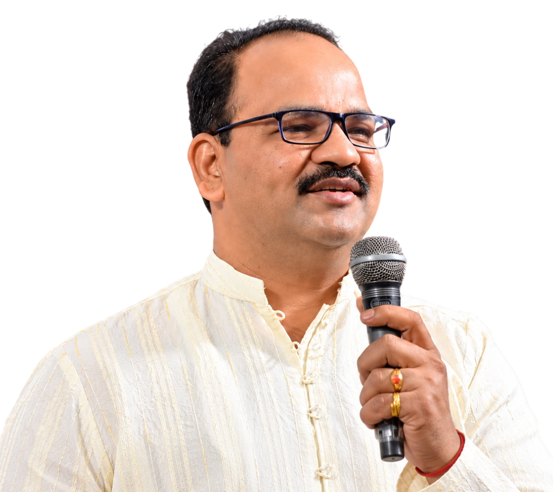 Dr. Vishvanath Pise, founder of Anahat Yoga, speaking at a Yoga session