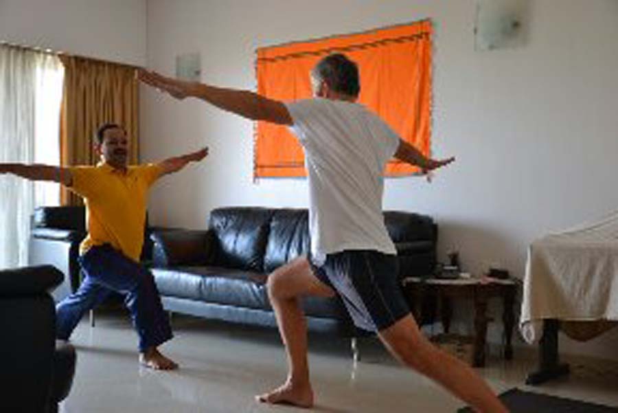 Yoga posture demonstration at Anahat Yoga Pune